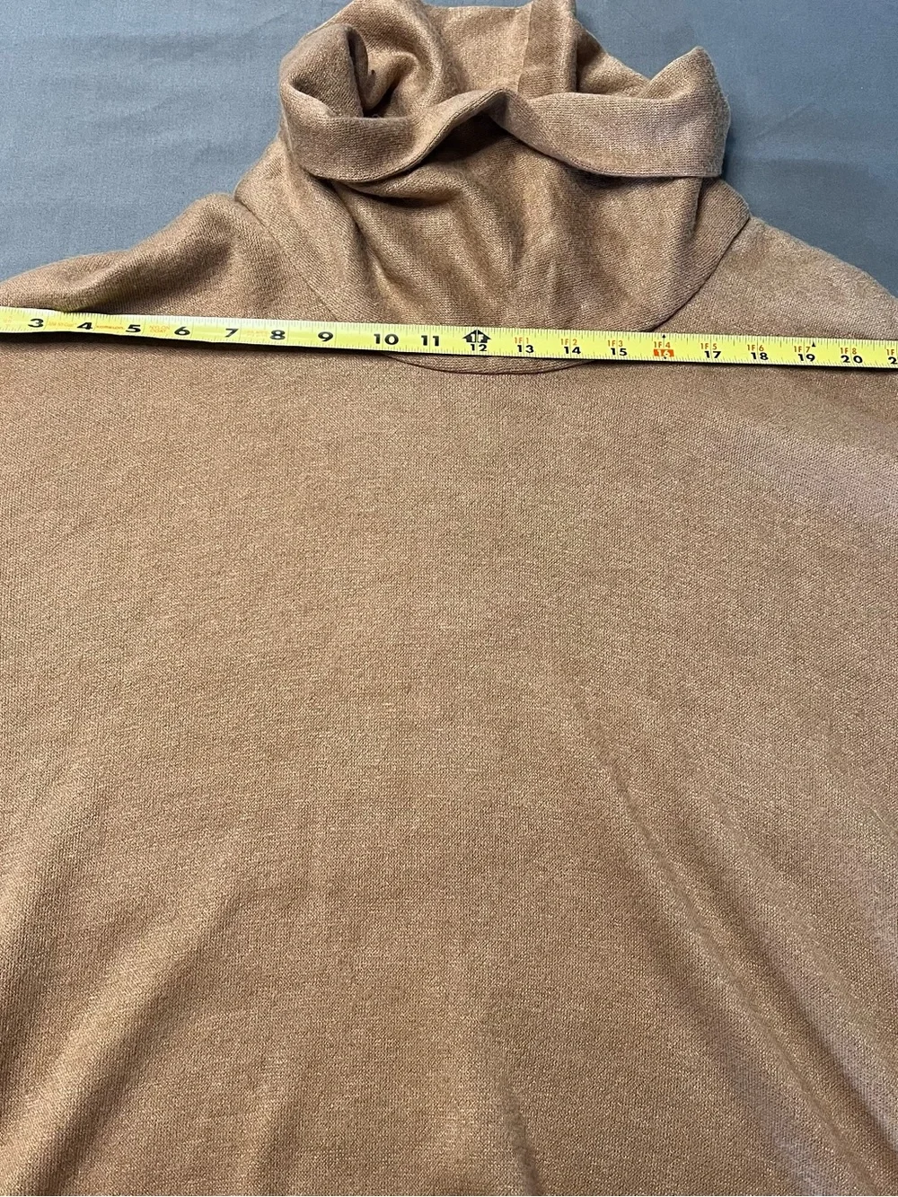 Boho Chic Camel Color Soft Sweater W/ Button Accents & Cowl Neck Size Medium